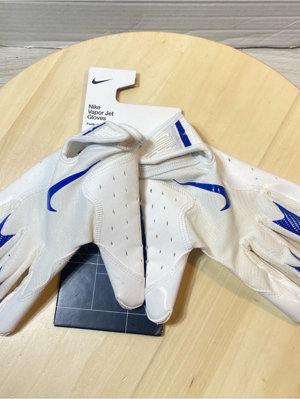 Nike Vapor Jet Football Gloves - White/Blue - Size Large (L) - New with Tags